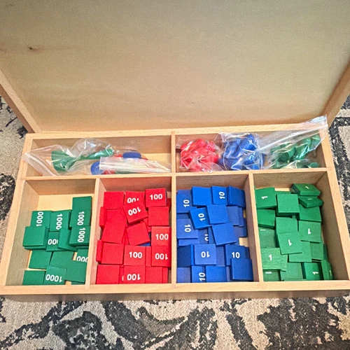 Montessori Decimal Stamp Game Wooden Math Material Complete Set Homeschool