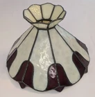 Vintage Replacement Tiffany Style Stain/Slag Red/Cream Glass Lamp Shade 11" Wide
