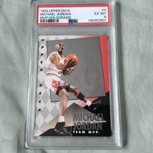 1992 Upper Deck #4 Michael Jordan MVP Holograms Basketball Card PSA 6 EX-MT