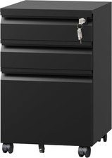 3 Drawer Mobile File Cabinet with Lock, Required Assembly(Under Desk Metal