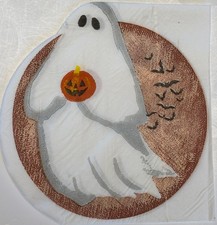 two Individual Luncheon decoupage Paper napkins Ghost Halloween Scary pumpkin