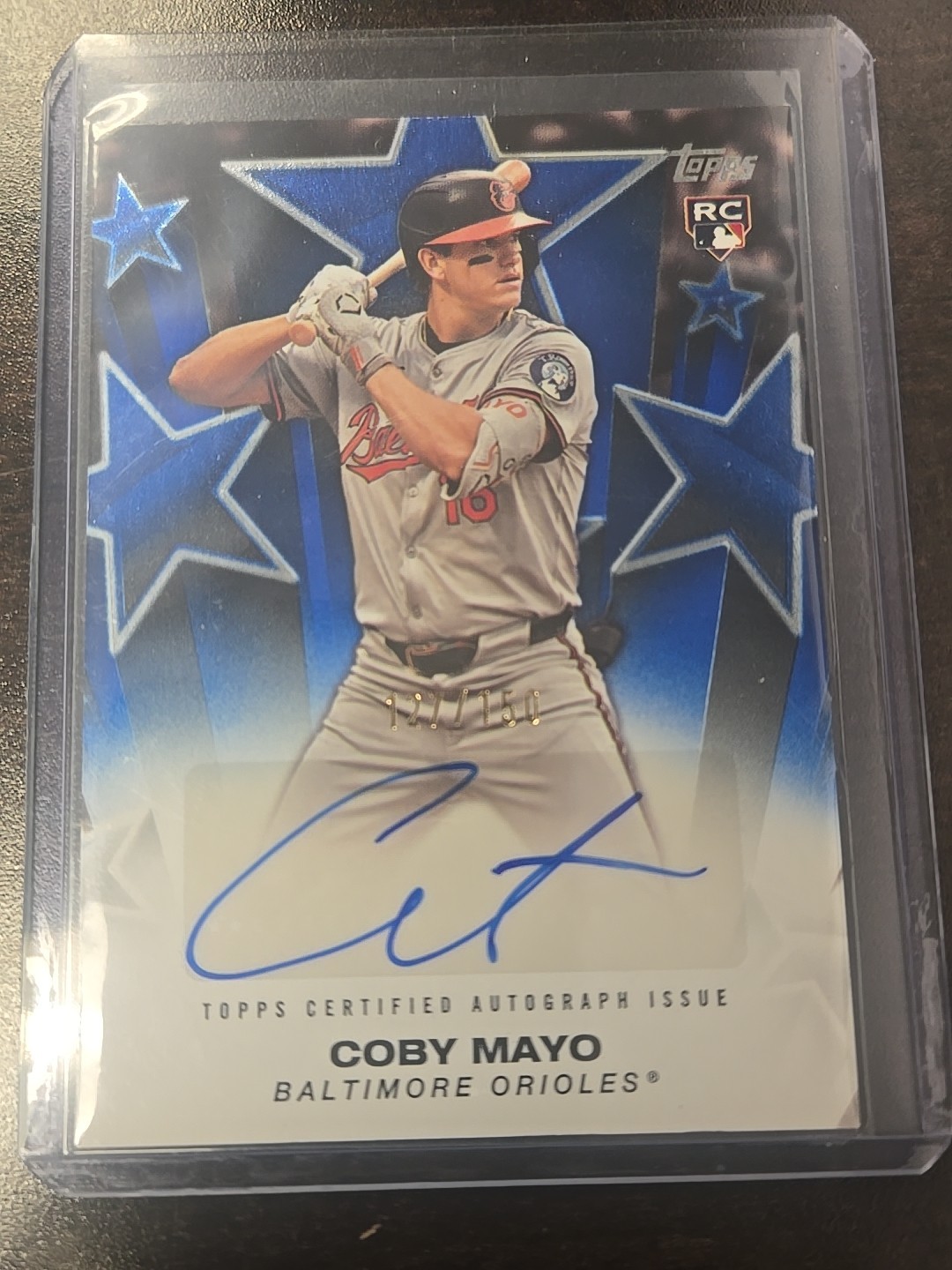 Coby Mayo 2025 Topps Series 2 Baseball Stars Blue Autograph 127/150!!!