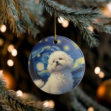 Bichon Frise Dog Ceramic Ornament, Starry Night Dog Mom Lover Christmas Gift