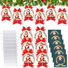 6 Sets White Elephant Gifts for Adults Christmas Ornaments Bulk Wooden Santa Gif