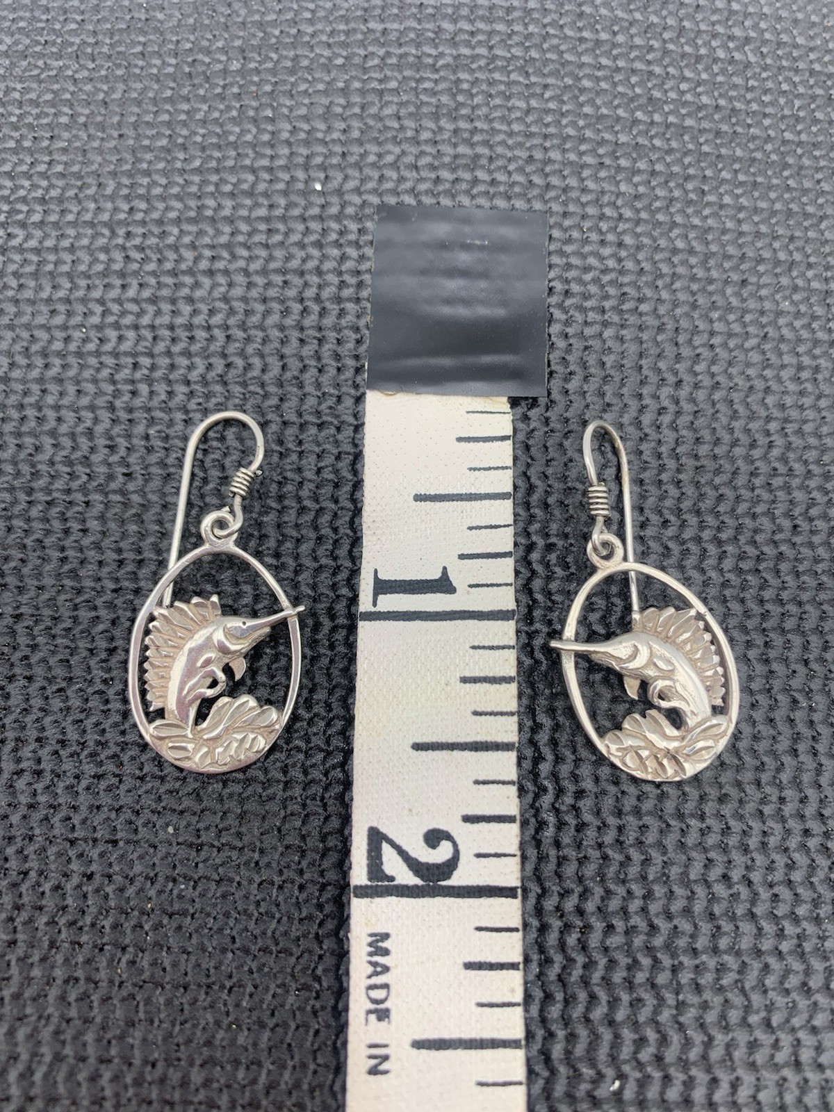 Vintage Sterling Silver Solid  Swordfish Hook Ear… - image 3