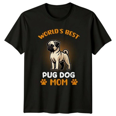 Worlds Best Pug Dog Mom Damen T-Shirt Mops Hund Hunde Haustiere Muttertag
