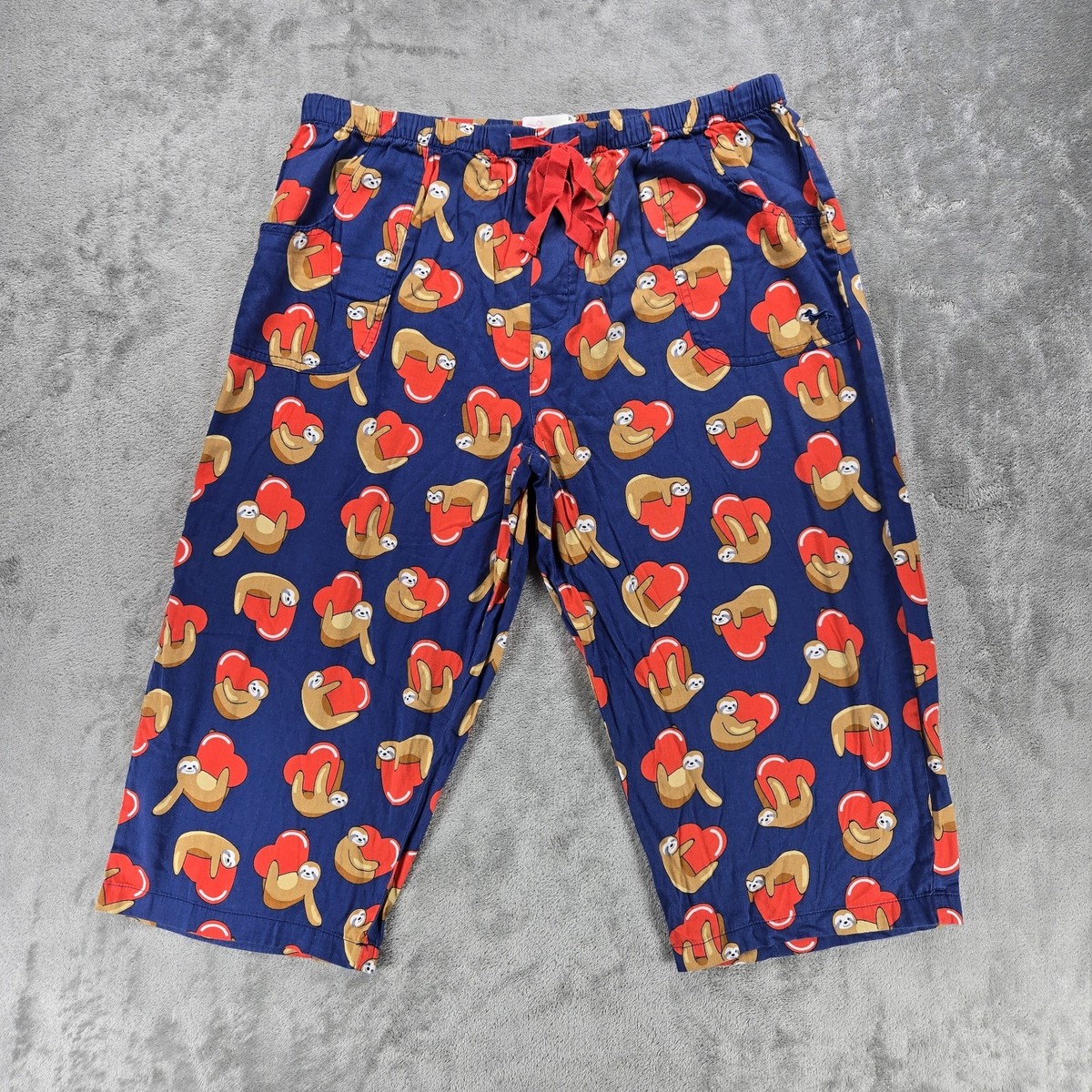 Peter Alexander Pajama Cropped Pants Size XL Sloth Heart Pockets