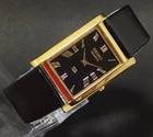 Vintage Seiko Slim Tank Quartz Black Dial New Battery Men's Wrist Watch
