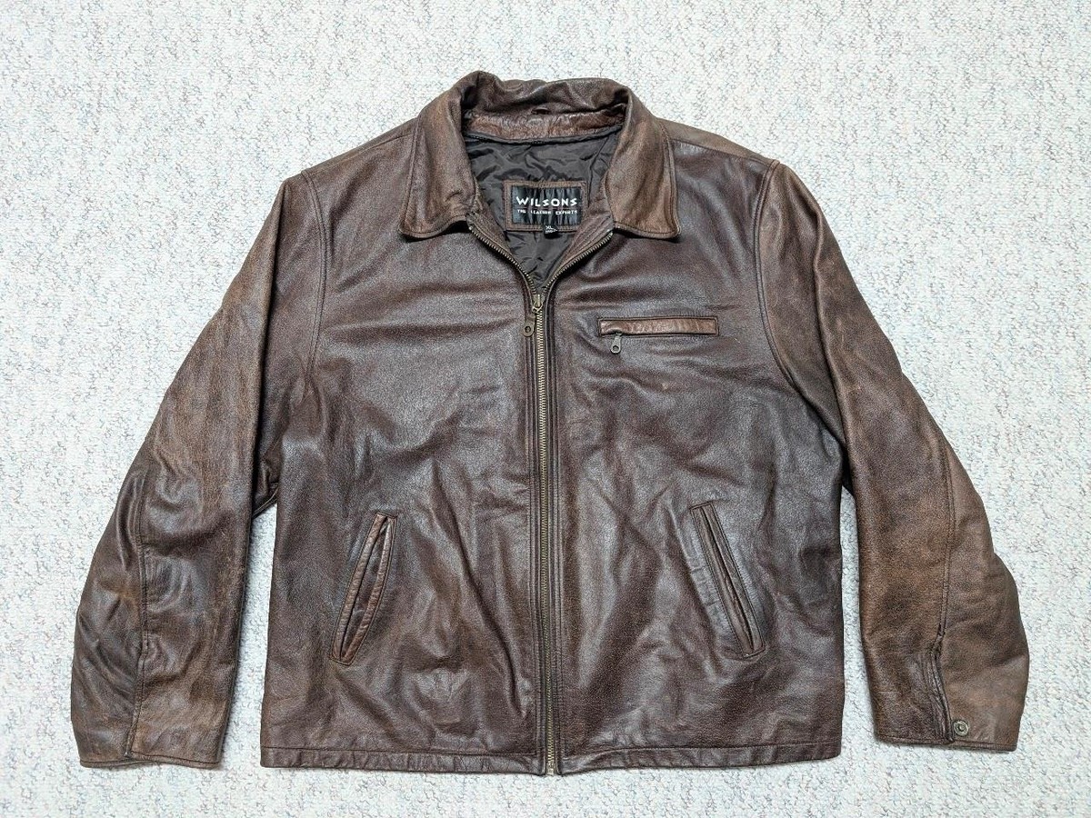 1990s vintage WILSONS leather jacket XL brown MOTORCYCLE cowhide