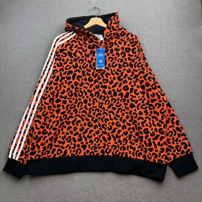 Adidas Rich MNISI Hoodie Damen UK 24 26 Leopard Animal Originals Oversized AOP