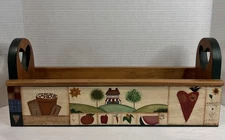 Vintage Handmade 1998 Wooden Country Decorative Caddy / Storage