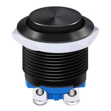 /16mm Waterproof Black Metal Shell Momentary Raised Top Push Button Switch 3A/12