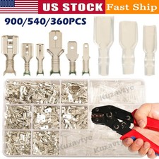 900Pcs 2.8mm 4.8mm 6.3mm Male Female Spade Connectors Kit with Insulating Sleeve