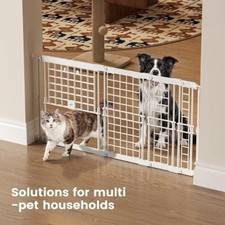 Adjustable Dog Gate w/ Door, 13-22 Inch Height, 18-43 Inch Width, White Metal