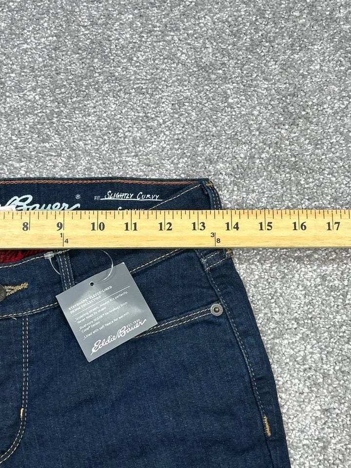 Eddie Bauer StayShape Fleece Lined Jeans Womens 0 Blue Slightly Curvy 27x31 New - Image 3 of 4