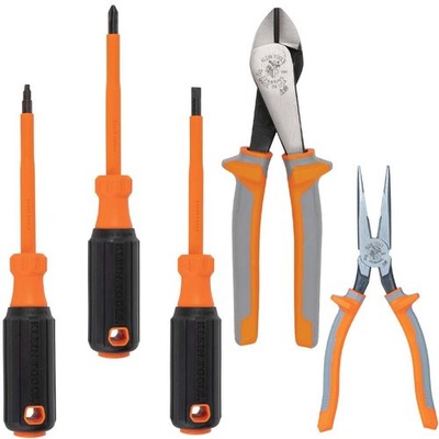 5 Piece Insulated Tool Set Orange Pliers And Screwdrivers 1000V Rated Durable