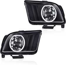 LED DRL Headlights Assembly Compatible with Ford Mustang S197 2005-2009 Black Ho