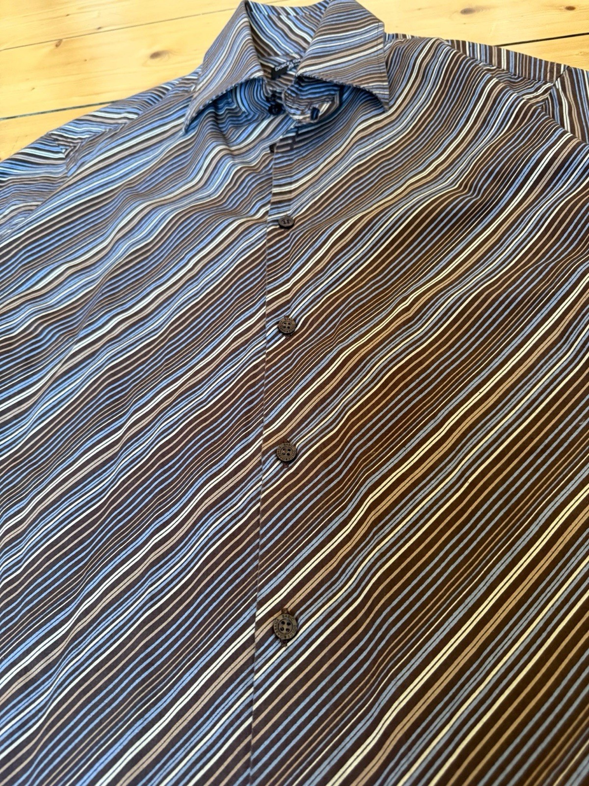 Vintage Men’s Brown Button Up Stripped Dolce & Gabbana Basic Shirt Size L image 3