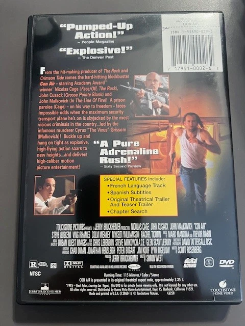 Con Air DVD Movie 1997 Widescreen Nicolas Cage John Cusack John Malkovich - Image 2 of 3