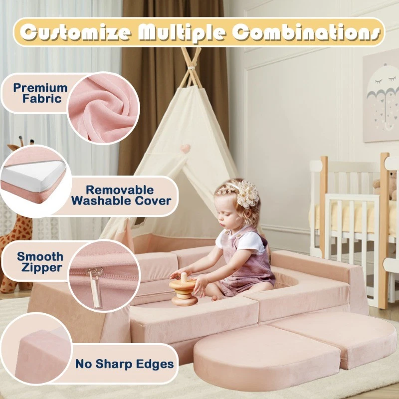 10件装模块化儿童游戏沙发可转换幼儿建筑沙发儿童地板沙发 — 第 3/4 张图片