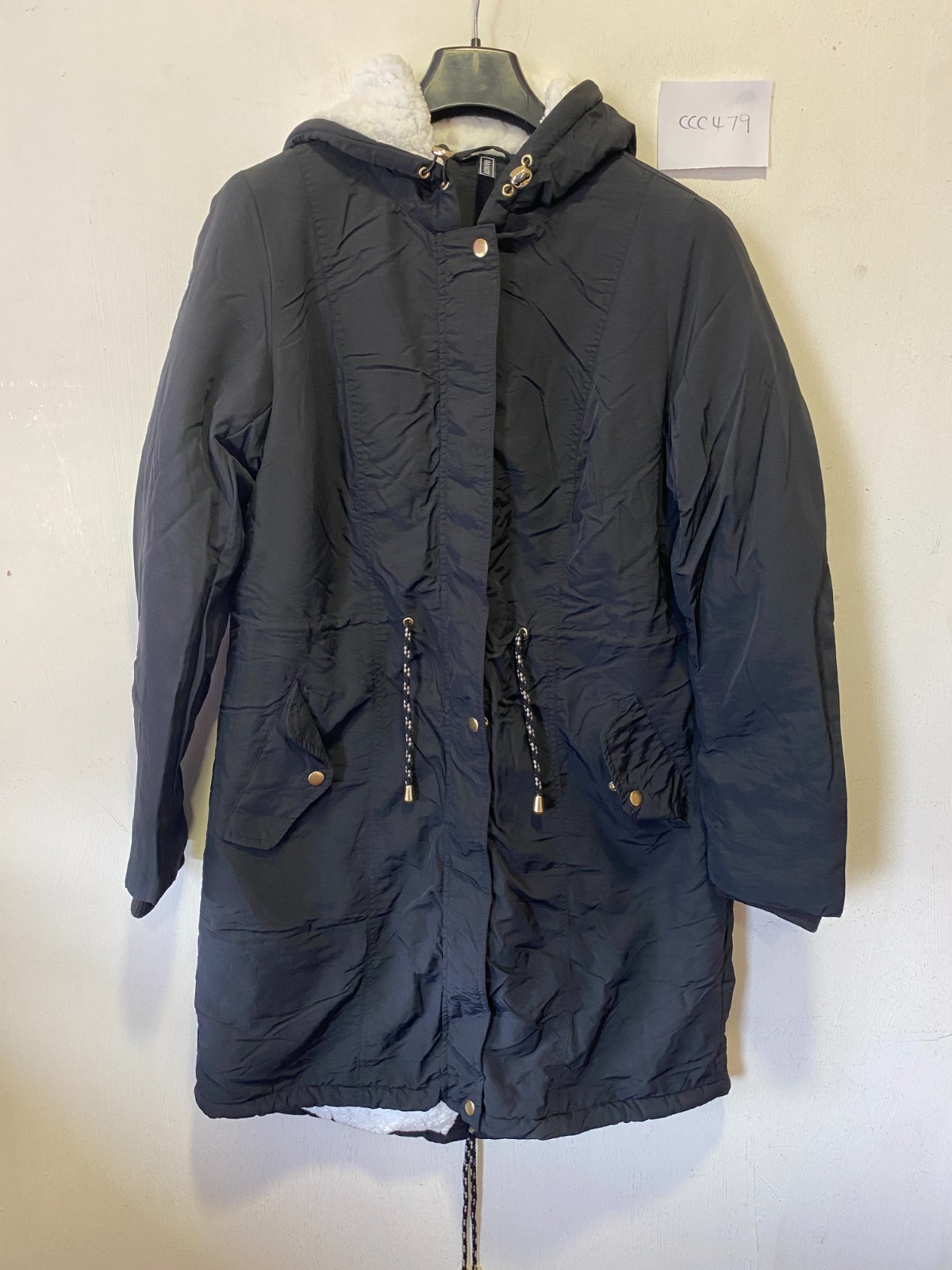 FREEMANS Hooded Black Parka Jacket UK 14 (ccc479)