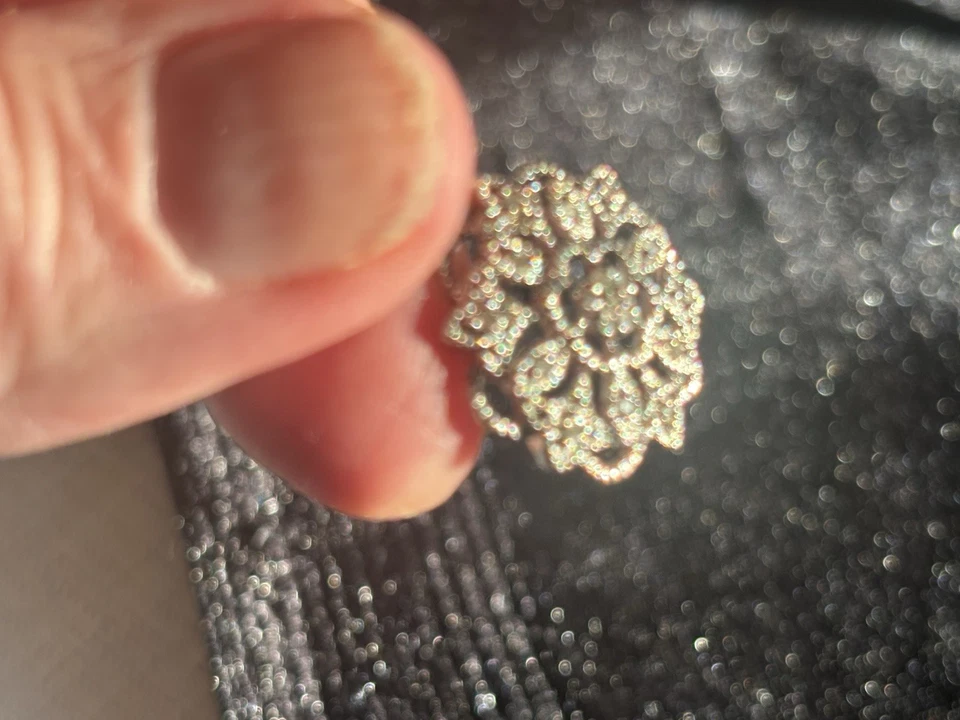 "Collar colgante copo de nieve de 17"" con astillas de diamantes naturales en placa de rodio plata" Foto 3 de 4