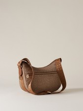 Borsa Borbonese Luna Bag Small | Tracolla In Nylon E Pelle | Beige/Nero | Nuova Con Etichette