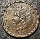 1883 Indian Head Cent Penny IHC 1c BETTER DATE Choice Original AU 4 Diamonds