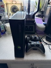 Xbox 360 S Slim Console With 2x Xbox Controllers And Power Leads - WORKING