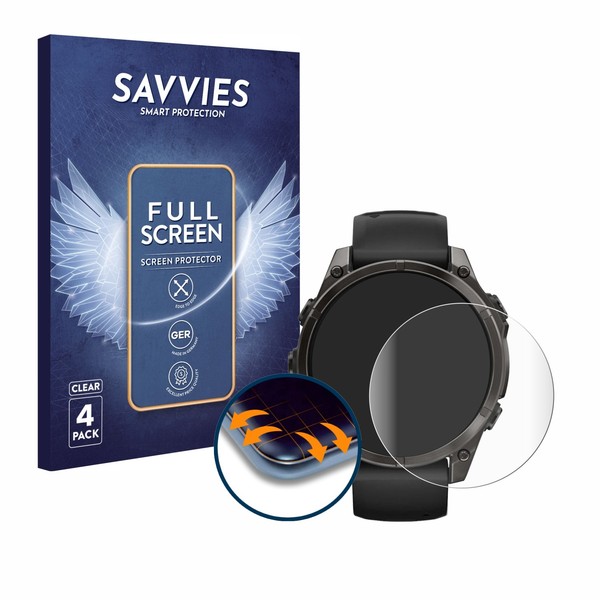 4X Full-Screen Schutz Folie FüR Garmin Fenix 8 / 8 Pro Amoled (47 Mm) Display-image