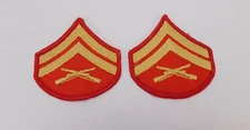 USMC Marine Corps CPL E4 Corporal Chevrons Rank Patch Pair Set 2 Female Red Gold