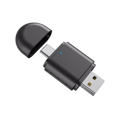 USB-A&Type-C 2 in 1 Mini Adapter Wired to Wireless For Carplay For Android Auto