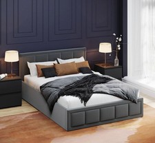 Vanita Double Fabric Ottoman Bed, Light Grey