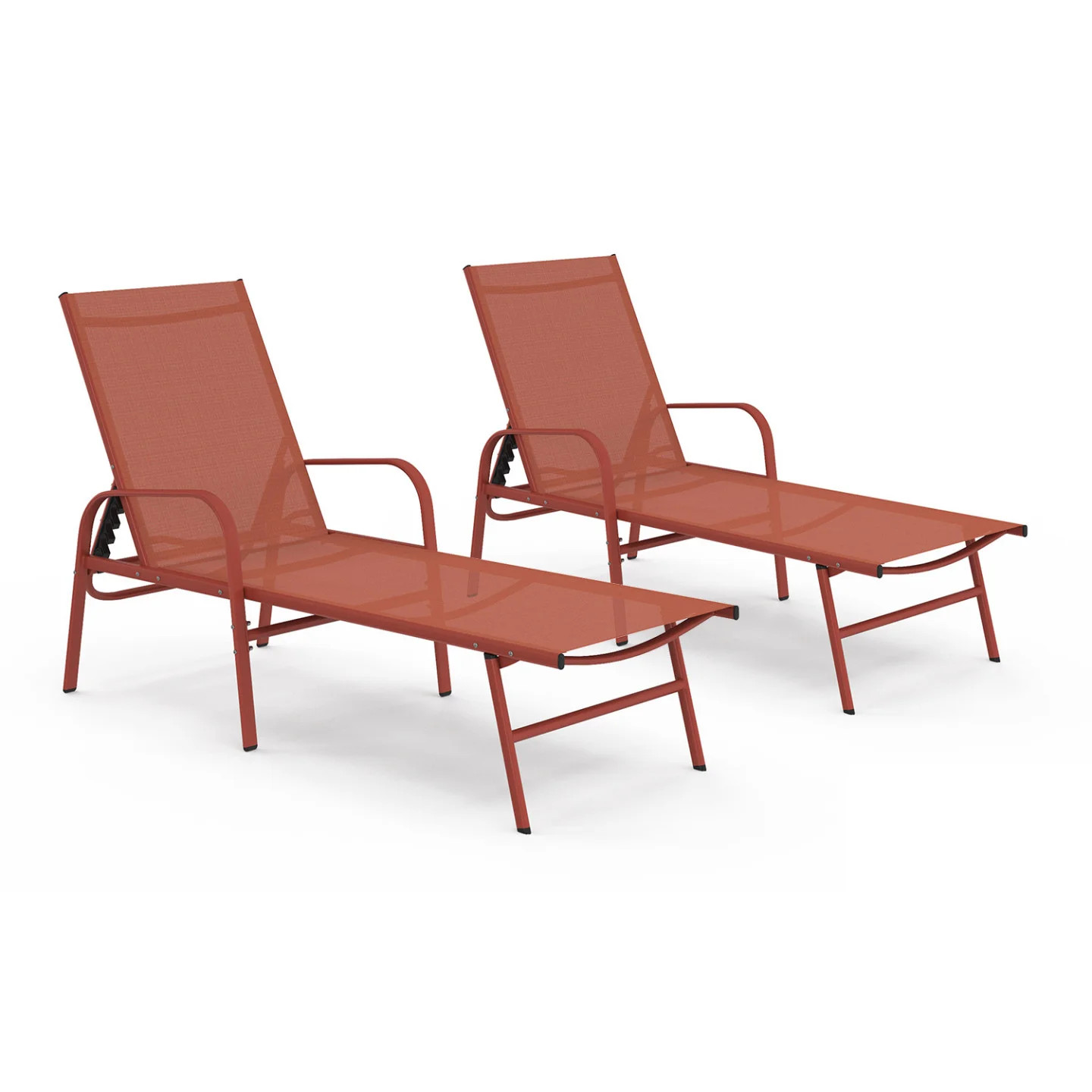 Bain de soleil inclinable FIDJI en acier lot de 2 terracotta