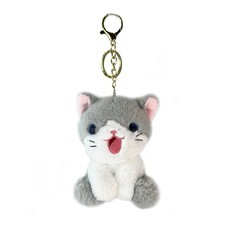 4.3-inch Gray Cat Plush Keychain Purse Charm,Cute Bag Charms Gifts for