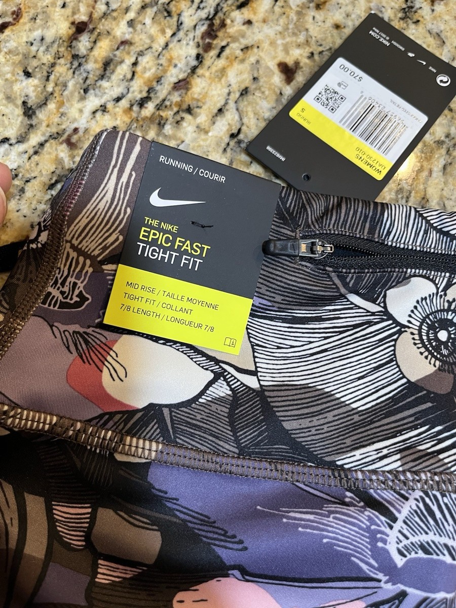 Nike Power Epic Floral Print Running Tight Leggings Womens Small