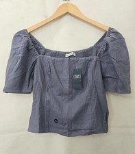 Abercrombie & Fitch women's off the shoulder crop top in blue Size small RP £42