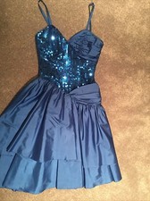 Vintage Alyce Designs Sequin Prom Formal Evening Cocktail Party Dress Blue 6