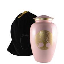 Pastel Pink with Gold Tree of Life Urn For Human Ashes