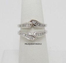 3/4CT Natural Diamond Solitaire Enhancer Guard Wrap Insert Ring 14K White Gold