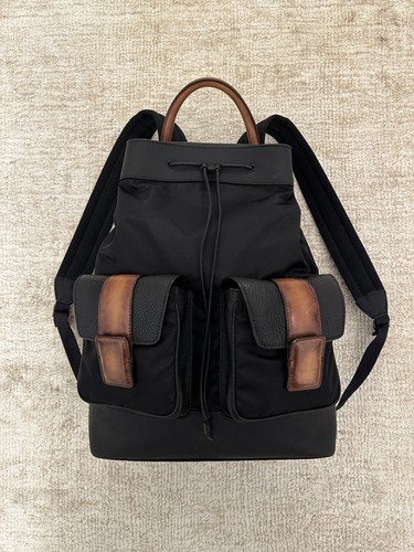 100% Authentic Mens Berluti Horizon Leather Nylon Backpack Black RRP £2,950 Mint - Picture 15 of 15
