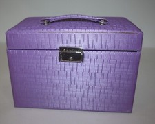 Textured Purple Vinyl Jewelry Box Organizer Lock  Key Songmics