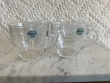 4-Duralex Gigogne Clear Ringed Coffee Mugs NEW 3” France