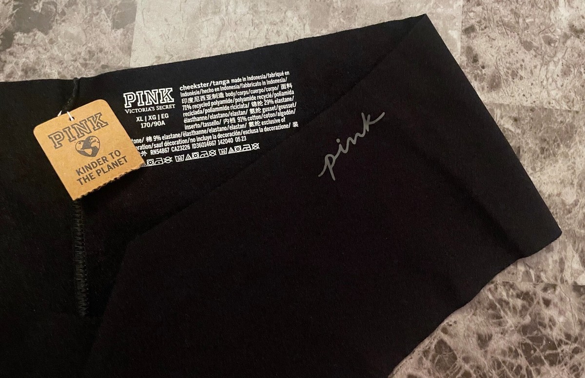 Culotte Cheeky PINK Victoria's Secret - Noir Avec Smiley - Taille L - Neuf Avec étiquette