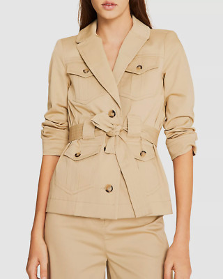 $436 ba&sh Women's Beige Muse Belted Button Front Outerwear Coat Jacket Size XS