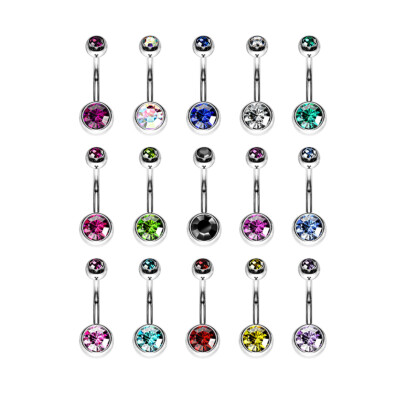 Double Gem Belly Button Ring With 5A Grade Black