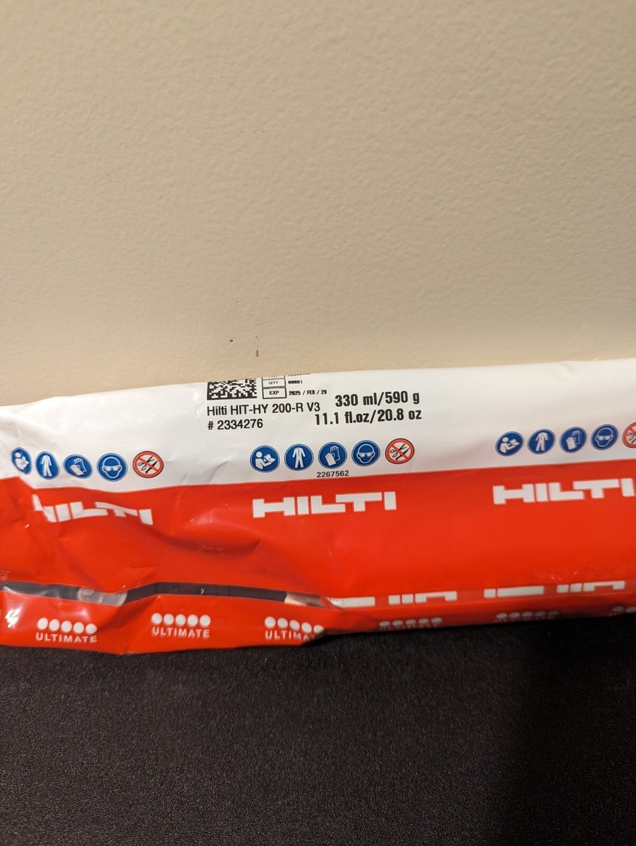 HILTI HIT-HY 200-R V3 ADHESIVE ANCHOR EPOXY 11.1 fl oz/330ml HILTI HIT-HY 200-R V3 ADHESIVE ANCHOR EPOXY 11.1 fl oz/330ml