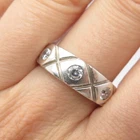925 Sterling Silver Vintage C Z 3-Stone Band Ring Size 9.25