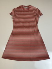 FREE PEOPLE BEACH STRIPED BEIGE RED MINI DRESS SIZE XS