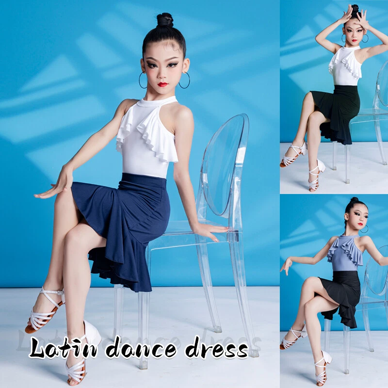 Girls Latin Dance Training Dancewear Professional Perform Practice Dance Dress - Image 4 of 4